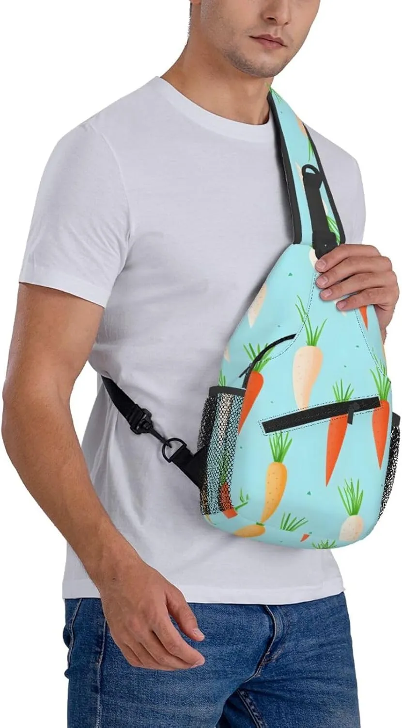 Carrot Pattern Sling Bag Crossbody Bag for Men Women, Daypack Chest Backpack Shoulder Bag for Travle Hiking