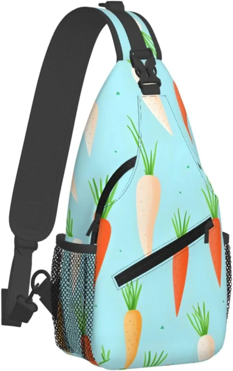 Carrot Pattern Sling Bag Crossbody Bag for Men Women, Daypack Chest Backpack Shoulder Bag for Travle Hiking