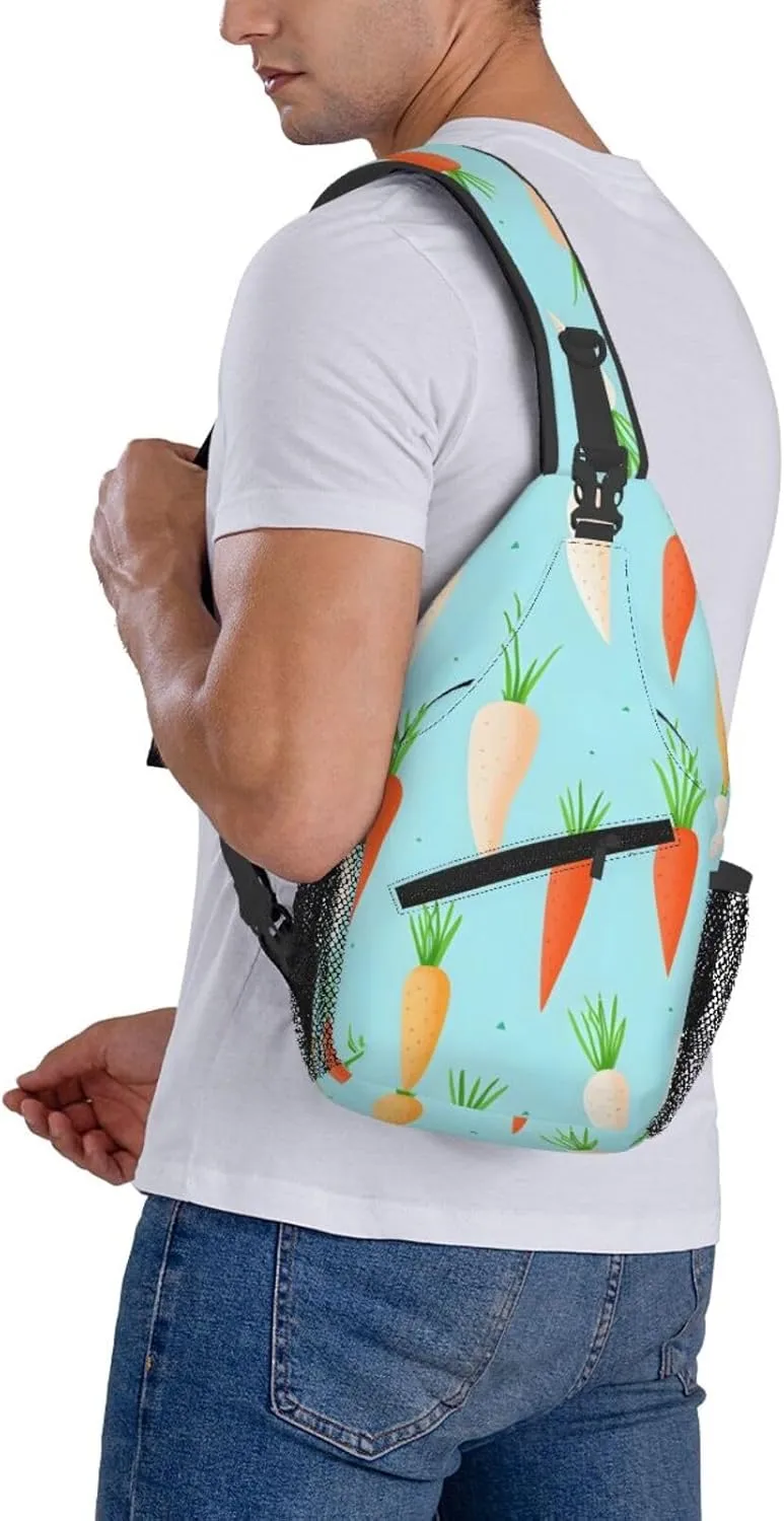 Carrot Pattern Sling Bag Crossbody Bag for Men Women, Daypack Chest Backpack Shoulder Bag for Travle Hiking