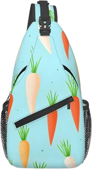 Carrot Pattern Sling Bag Crossbody Bag for Men Women, Daypack Chest Backpack Shoulder Bag for Travle Hiking