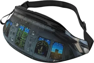 Casual Airplane Cockpit Printed Fanny Pack,Crossbody Fanny packs for women Men Waist Bag for Running Travel