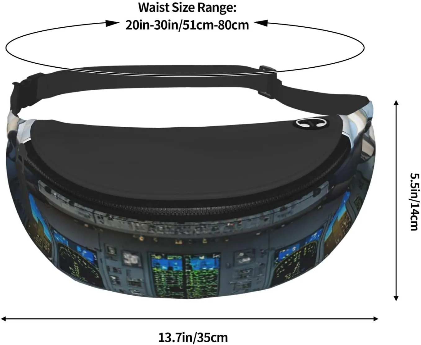 Casual Airplane Cockpit Printed Fanny Pack,Crossbody Fanny packs for women Men Waist Bag for Running Travel