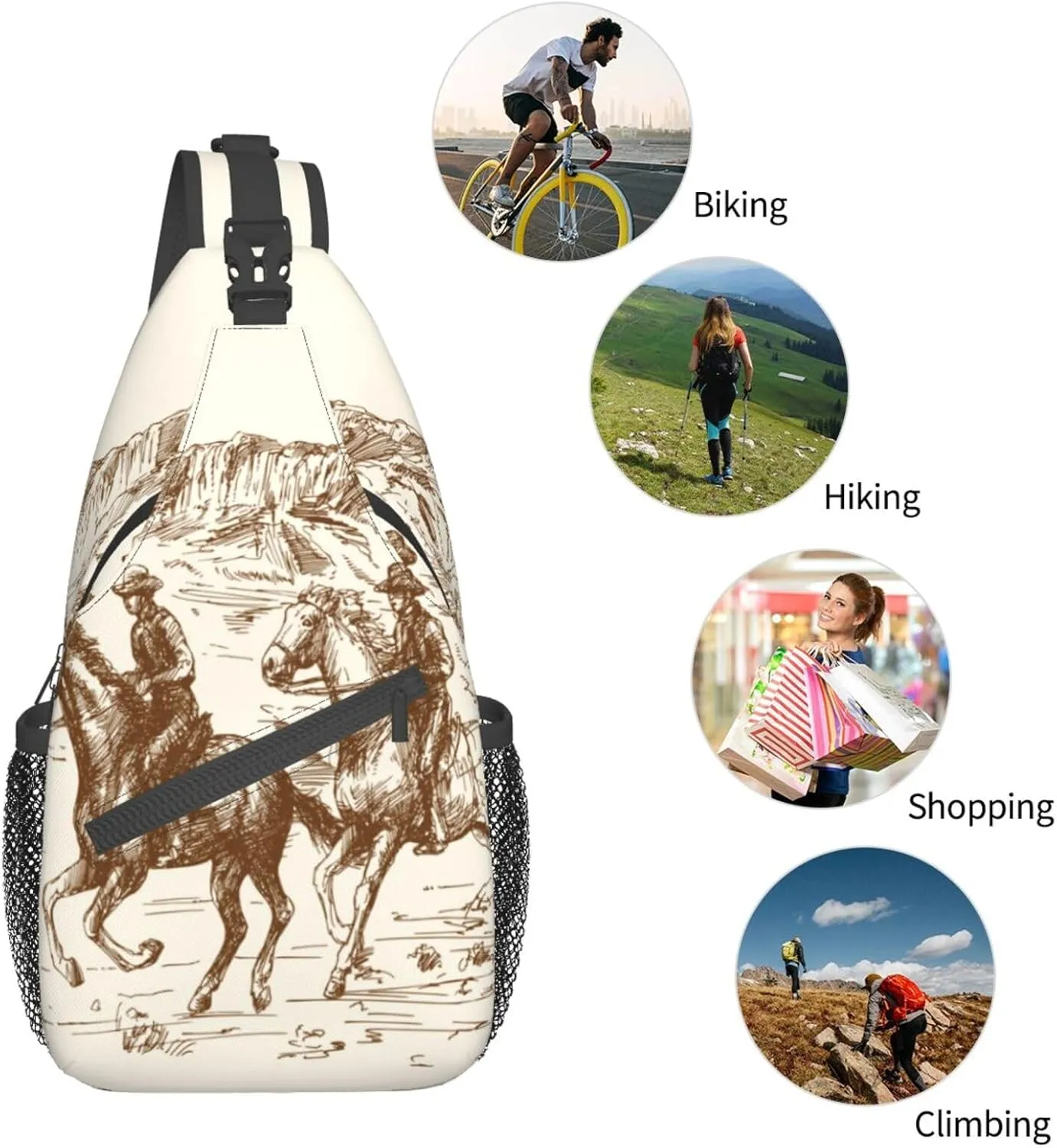 Casual Sling Bag for Women Men Travel Crossbody Sling Backpack Small Chest Shoulder Bag Gym Sports Hiking Daypack