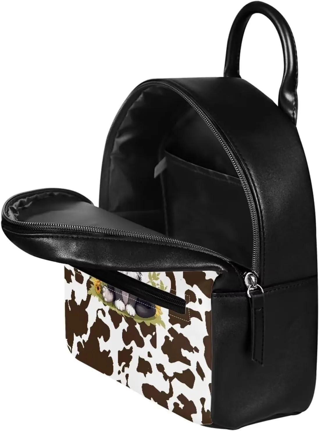 Cat Mini Backpack Purse for Women Brown Cow Print Girls Small Shoulder Bags Daypack for Work Travel School Vogue Compact Backpack for Trendsetting Professionals