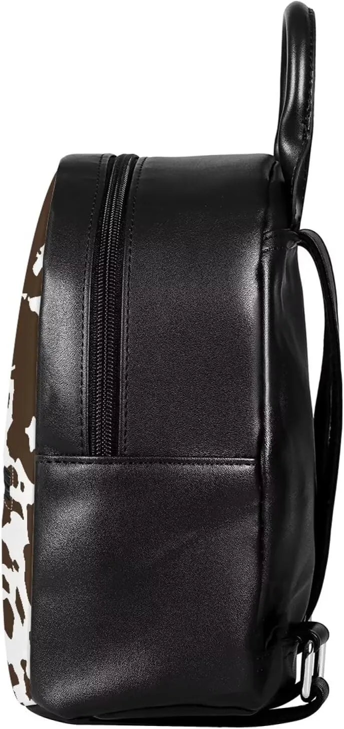 Cat Mini Backpack Purse for Women Brown Cow Print Girls Small Shoulder Bags Daypack for Work Travel School Vogue Compact Backpack for Trendsetting Professionals