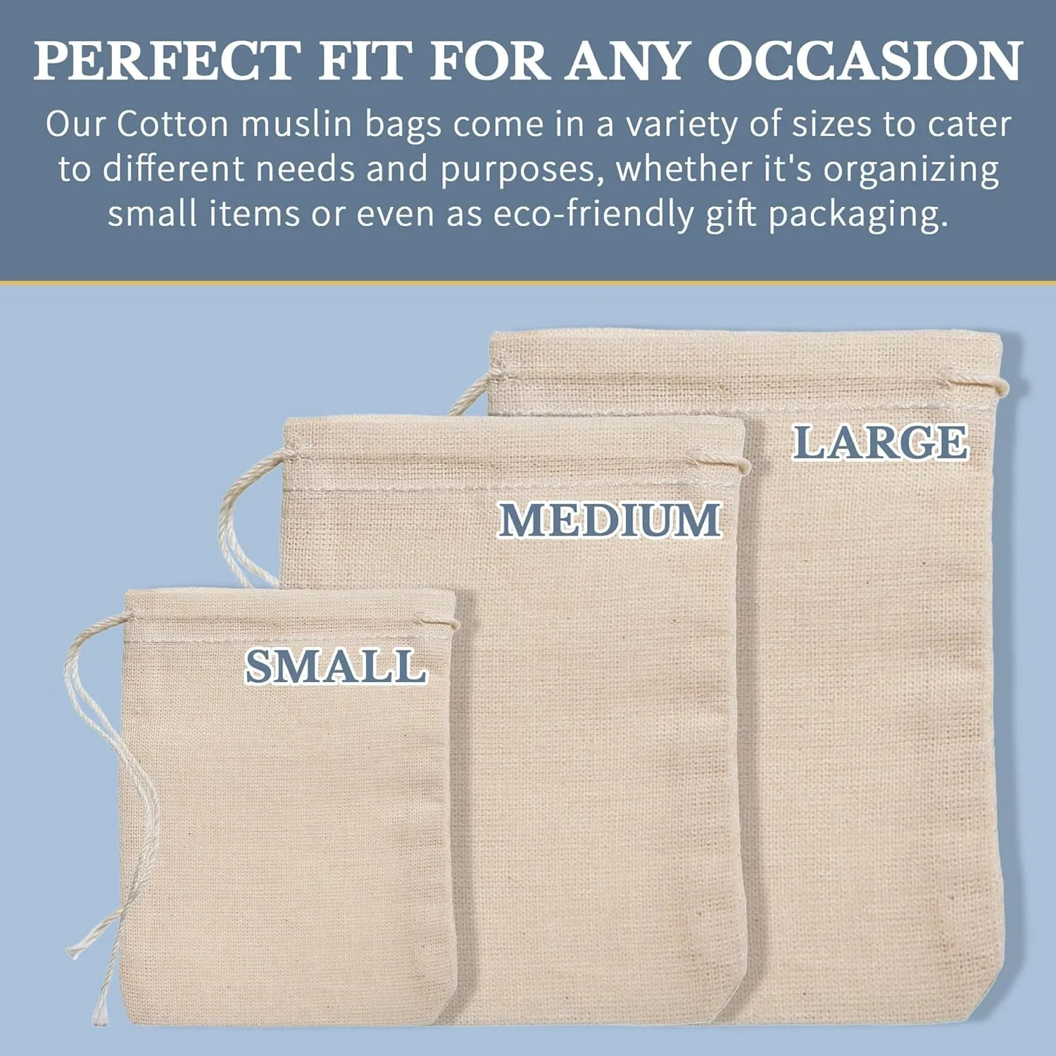 Celestial Gifts Muslin Bags with Drawstring 25pcs, 6x8 - Large Drawstring Bags Bulk - Drawstring Gift Bags for Party Favor and DIY Craft - 100% Cotton - Made in USA - (Natural Hem & Drawstring)