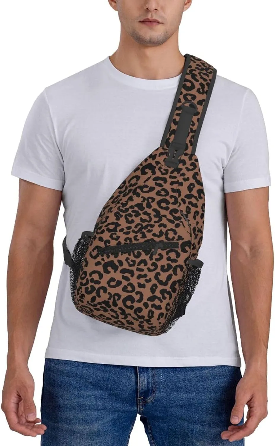 Cheetah Aesthetic Chest Sling Bag Crossbody Shoulder Backpack Bag Gym Cycling Daypack Travel Hiking Cross Bag