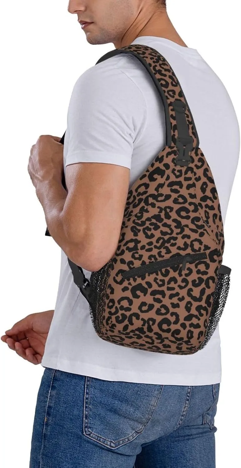 Cheetah Aesthetic Chest Sling Bag Crossbody Shoulder Backpack Bag Gym Cycling Daypack Travel Hiking Cross Bag