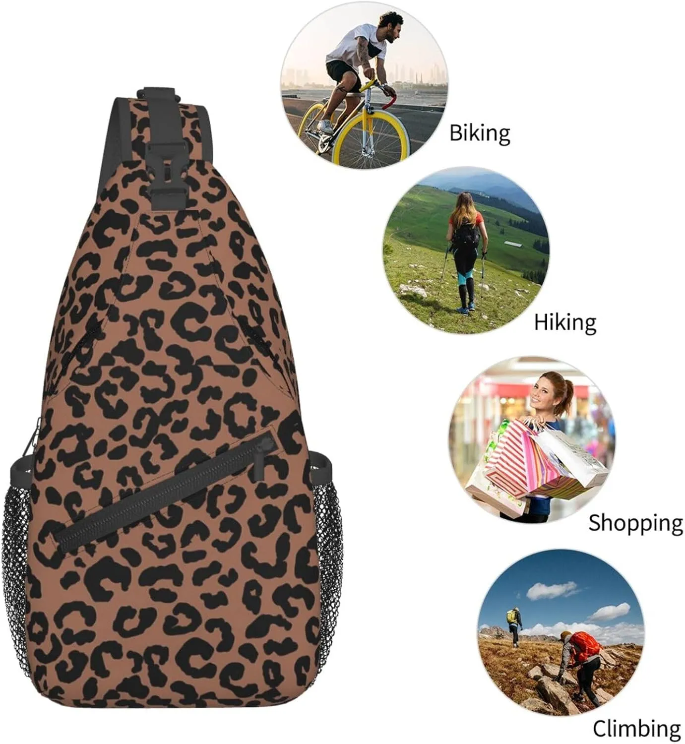 Cheetah Aesthetic Chest Sling Bag Crossbody Shoulder Backpack Bag Gym Cycling Daypack Travel Hiking Cross Bag