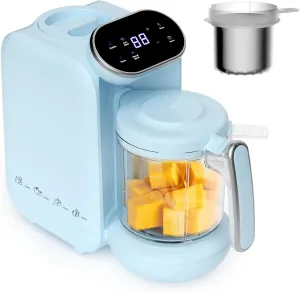Chefhandy Baby Food Maker,Baby Food Processor with Steam Basket,Auto Cooking & Grinding,One Step Baby Food Steamer Puree Blender Grinder Mills Machine,Touch Screen Control（Blue）