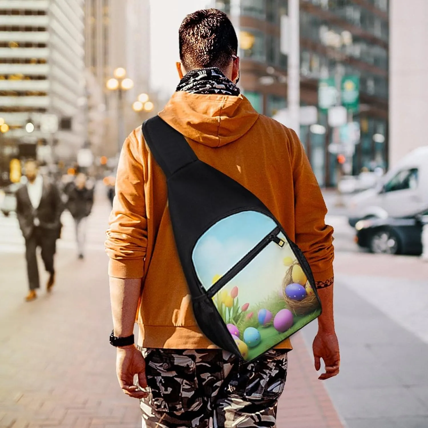 Chest Bag Sling Bag for Men Women April Easter Sport Sling Backpack Lightweight Shoulder Bag for Travel
