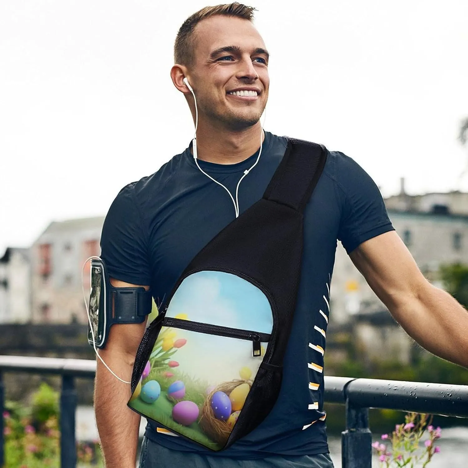 Chest Bag Sling Bag for Men Women April Easter Sport Sling Backpack Lightweight Shoulder Bag for Travel