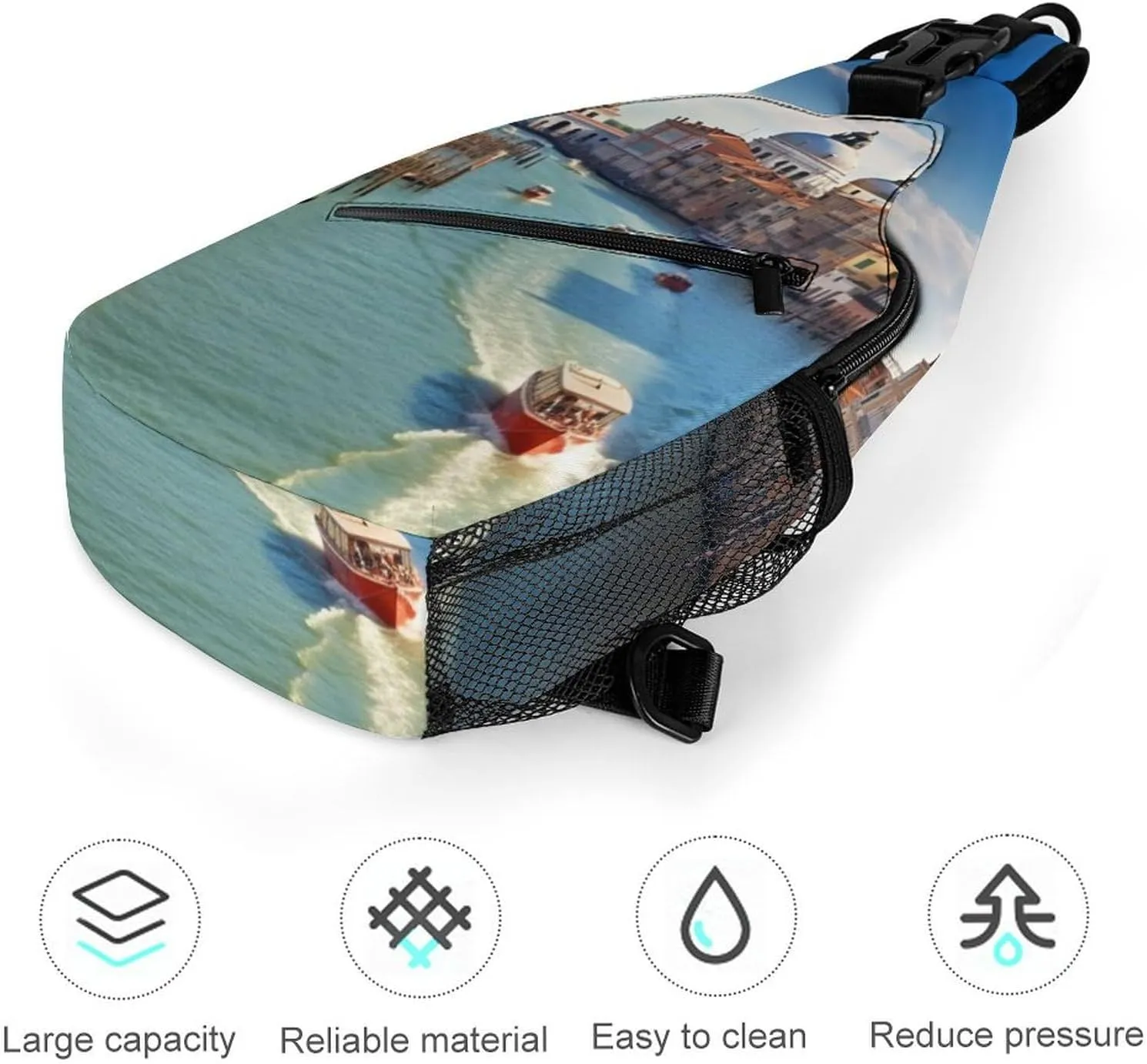 Chest Bag Sling Bag for Men Women Grand Canal in Italy Sport Sling Backpack Lightweight Shoulder Bag for Travel, 38x20cm