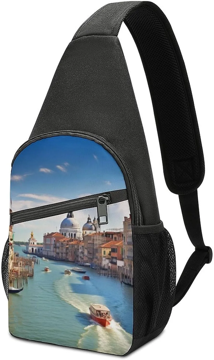 Chest Bag Sling Bag for Men Women Grand Canal in Italy Sport Sling Backpack Lightweight Shoulder Bag for Travel