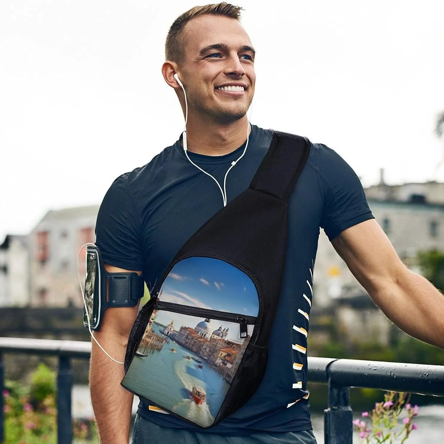 Chest Bag Sling Bag for Men Women Grand Canal in Italy Sport Sling Backpack Lightweight Shoulder Bag for Travel