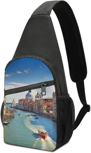 Chest Bag Sling Bag for Men Women Grand Canal in Italy Sport Sling Backpack Lightweight Shoulder Bag for Travel