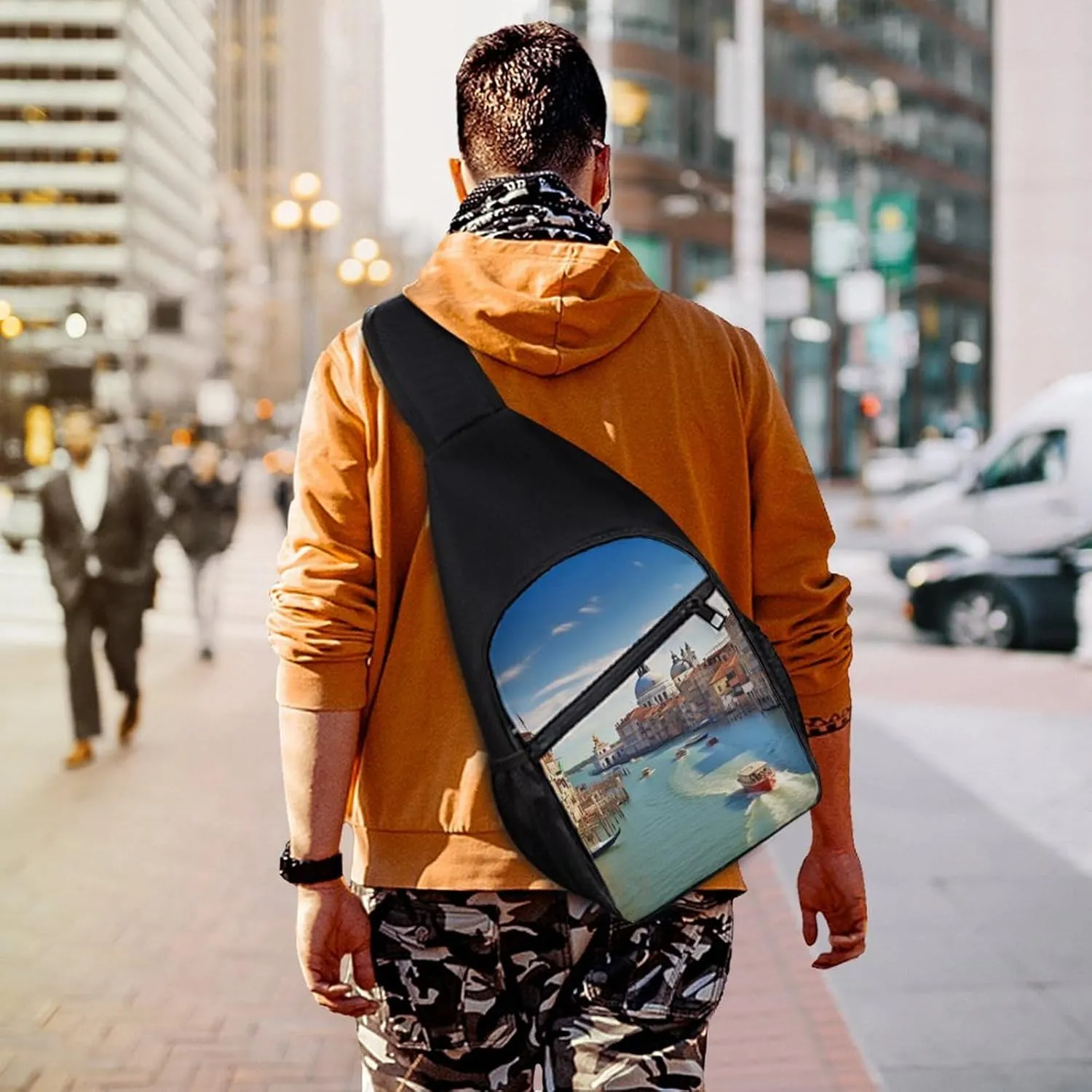 Chest Bag Sling Bag for Men Women Grand Canal in Italy Sport Sling Backpack Lightweight Shoulder Bag for Travel