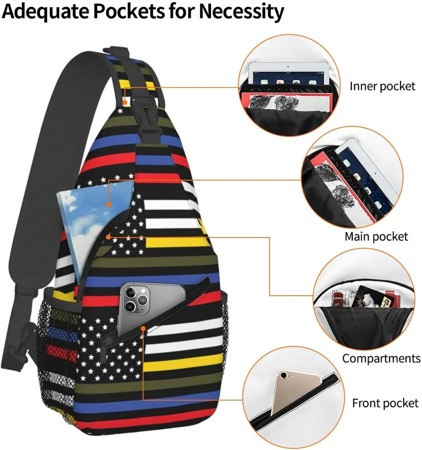 Chest Sling Bag Crossbody Shoulder Backpack Bag Gym Cycling Travel Hiking Daypack Cross Bag
