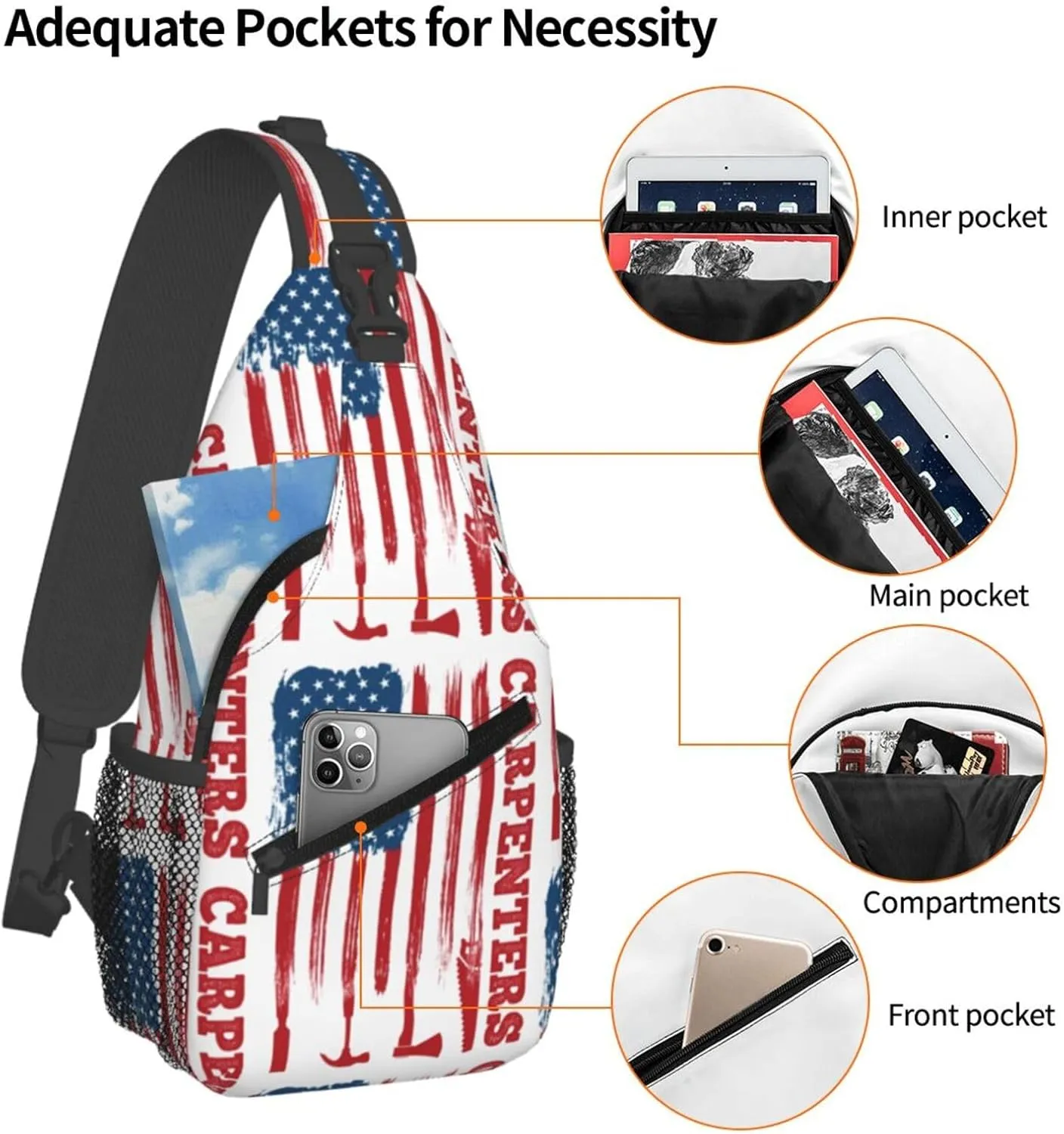 Chest Sling Bag Crossbody Shoulder Backpack Bag Gym Cycling Travel Hiking Daypack Cross Bag