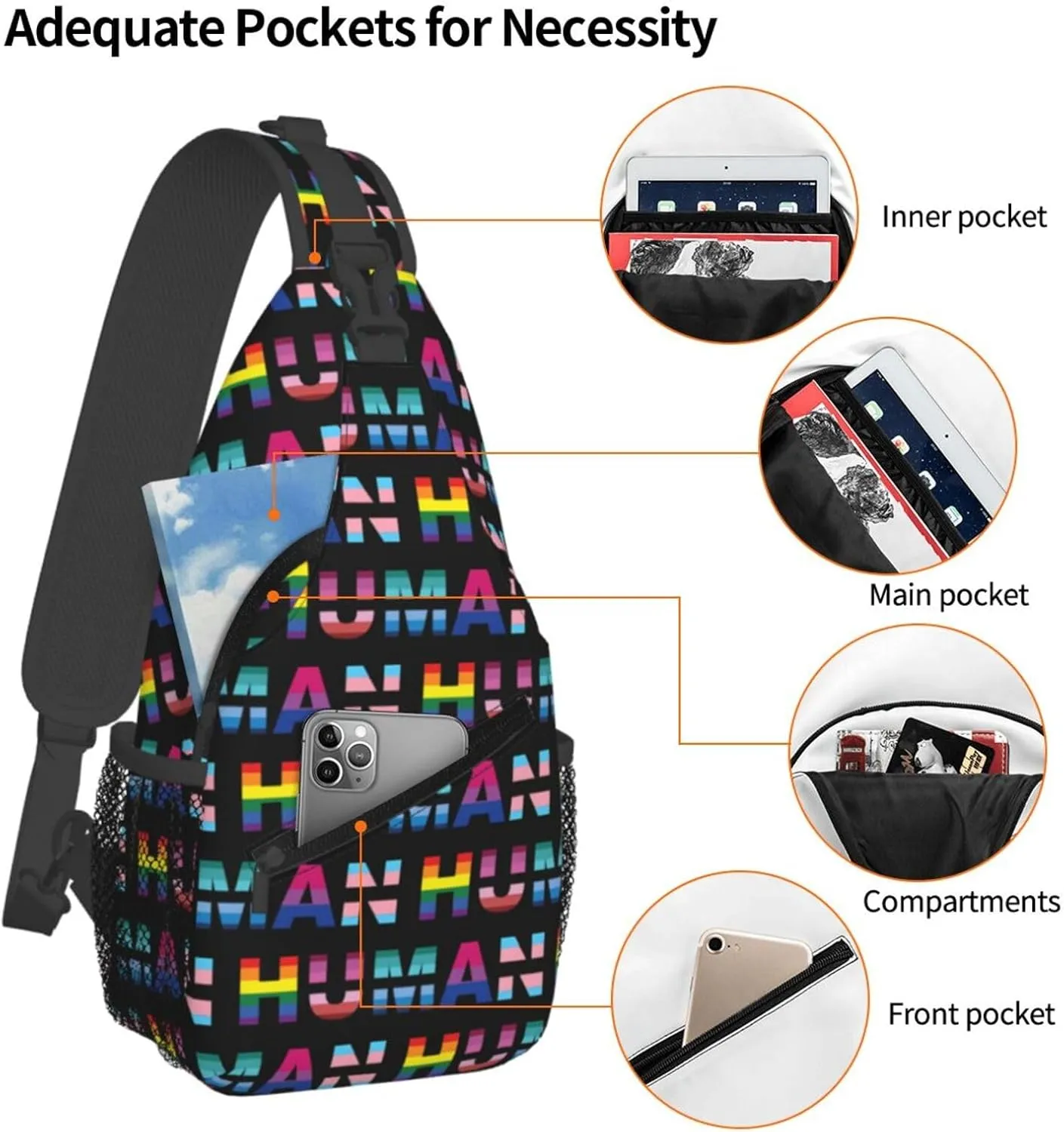 Chest Sling Bag Crossbody Shoulder Backpack Bag Gym Cycling Travel Hiking Daypack Cross Bag