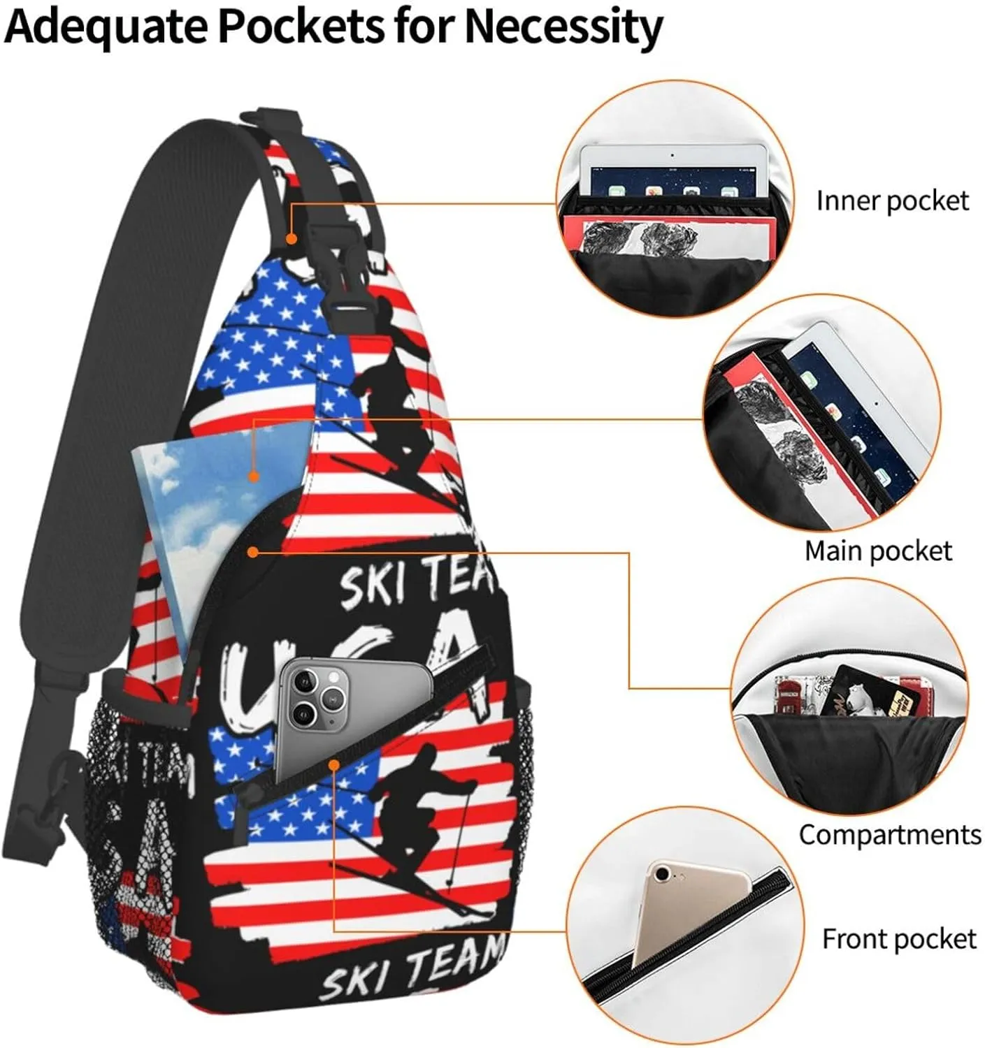 Chest Sling Bag Crossbody Shoulder Backpack Bag Gym Cycling Travel Hiking Daypack Cross Bag
