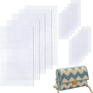 CHGCRAFT 10pcs 2 Sizes Plastic Mesh Canvas Bag Sheets Plastic Net Cover DIY Crafting Handbag Accessories Acrylic Yarn Crafting Knit and Crochet Projects for Purse Making Supplies