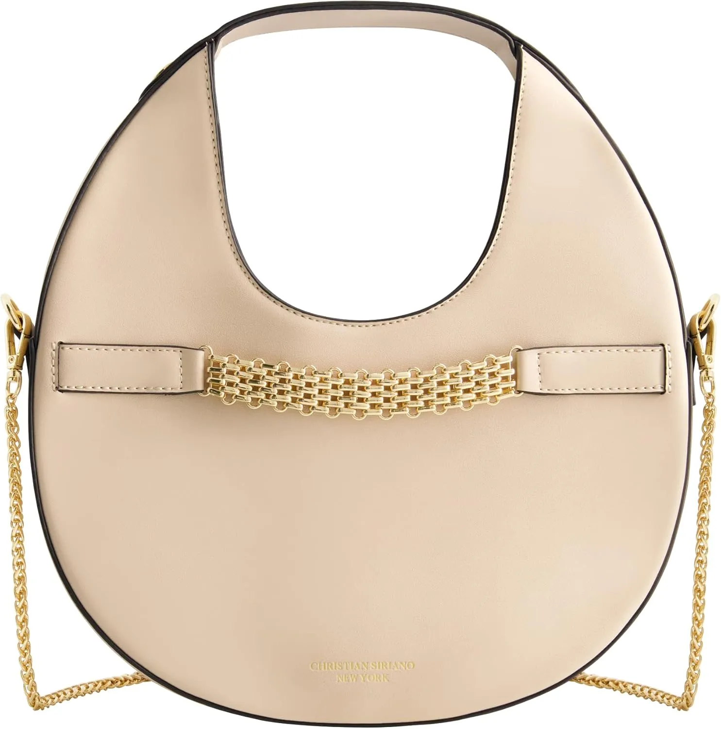 Christian Siriano New York Women's Shoulder Bag Purse, Moon Hobo Handbag with Crossbody Chain Strap