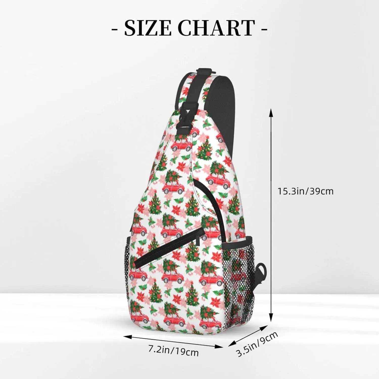 Christmas Car And Fir Tree Crossbody Sling Bag For Women Men Adjustable Christmas New Year Chest Bag Shoulder Bag Sling Backpack Daypack For Sport Travel Hiking
