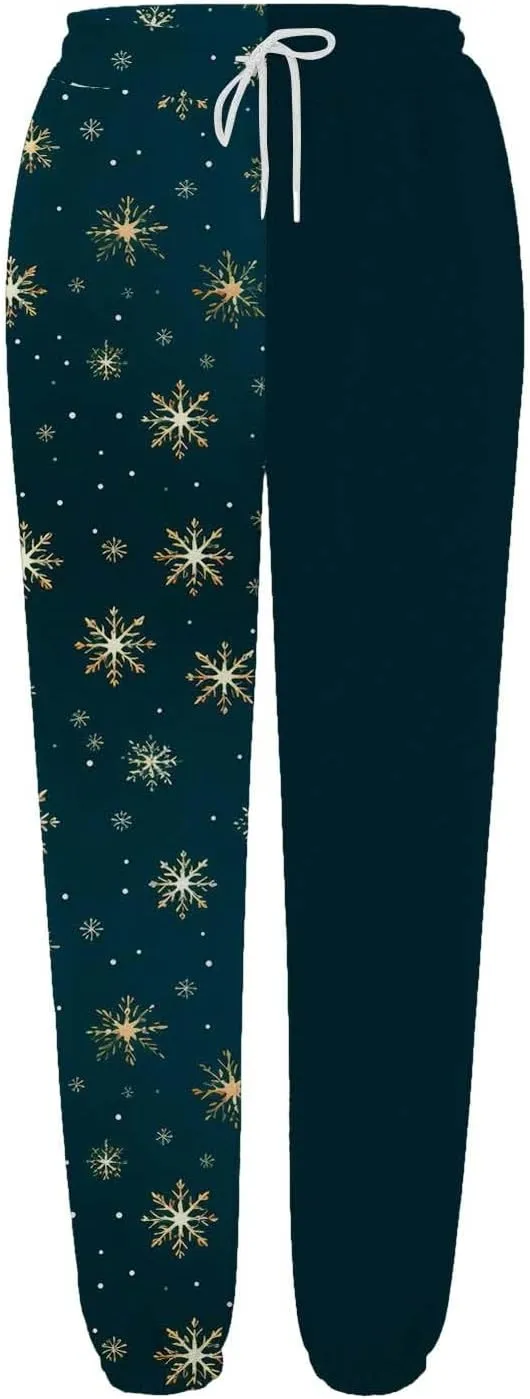 Christmas Sweatpants for Women 2024 High Waist Joggers Drawstring Elastic Fashion Pajamas Pants WOM
