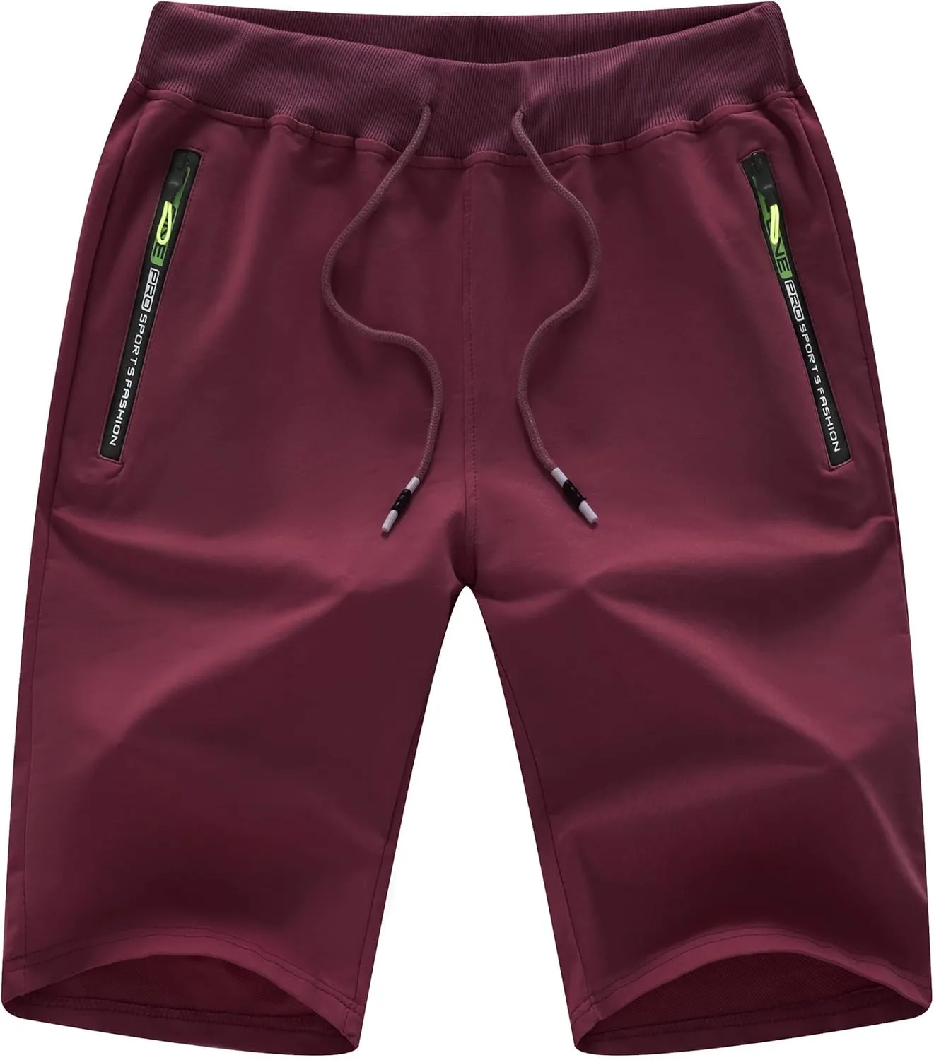 Chrisuno Men's Shorts Elastic Waist Athletic Sweat Shorts with Zipper Pockets