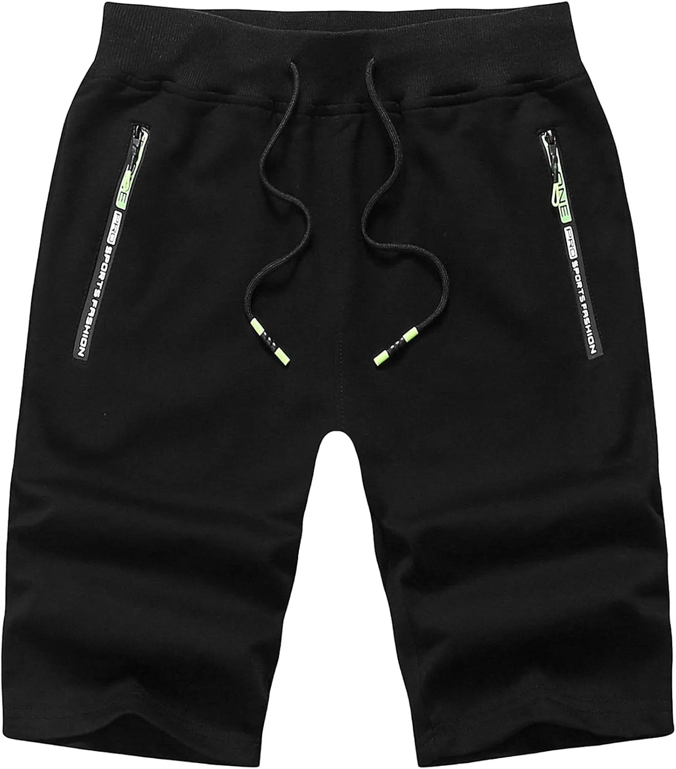 Chrisuno Men's Shorts Elastic Waist Athletic Sweat Shorts with Zipper Pockets