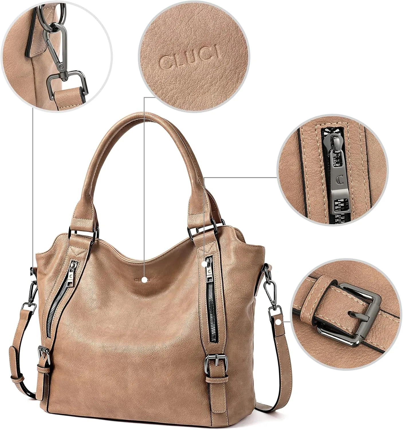 CLUCI Purses for Women Vegan Leather Handbags Tote Purse Shoulder Bag Large Ladies Hobo Bags
