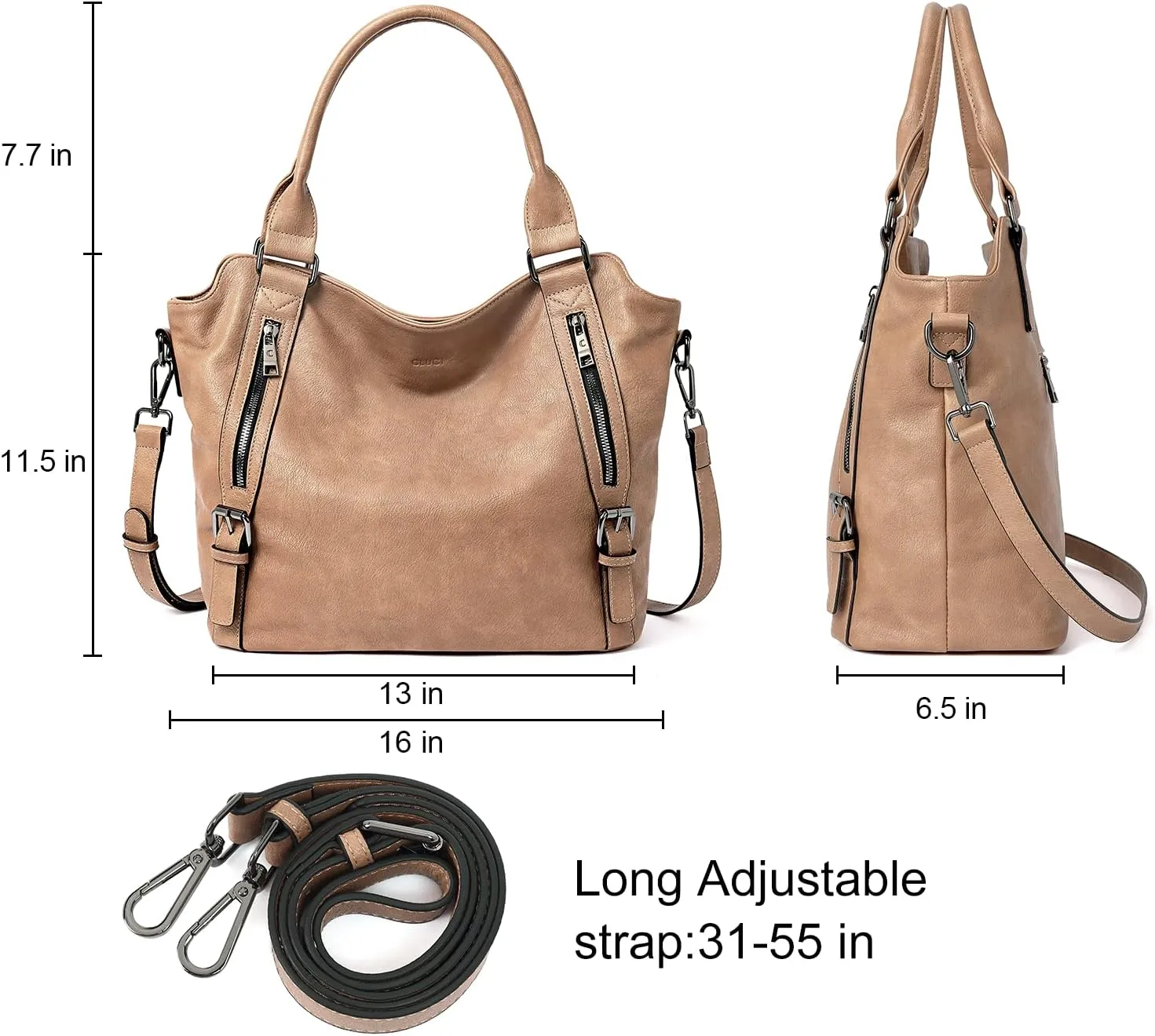 CLUCI Purses for Women Vegan Leather Handbags Tote Purse Shoulder Bag Large Ladies Hobo Bags