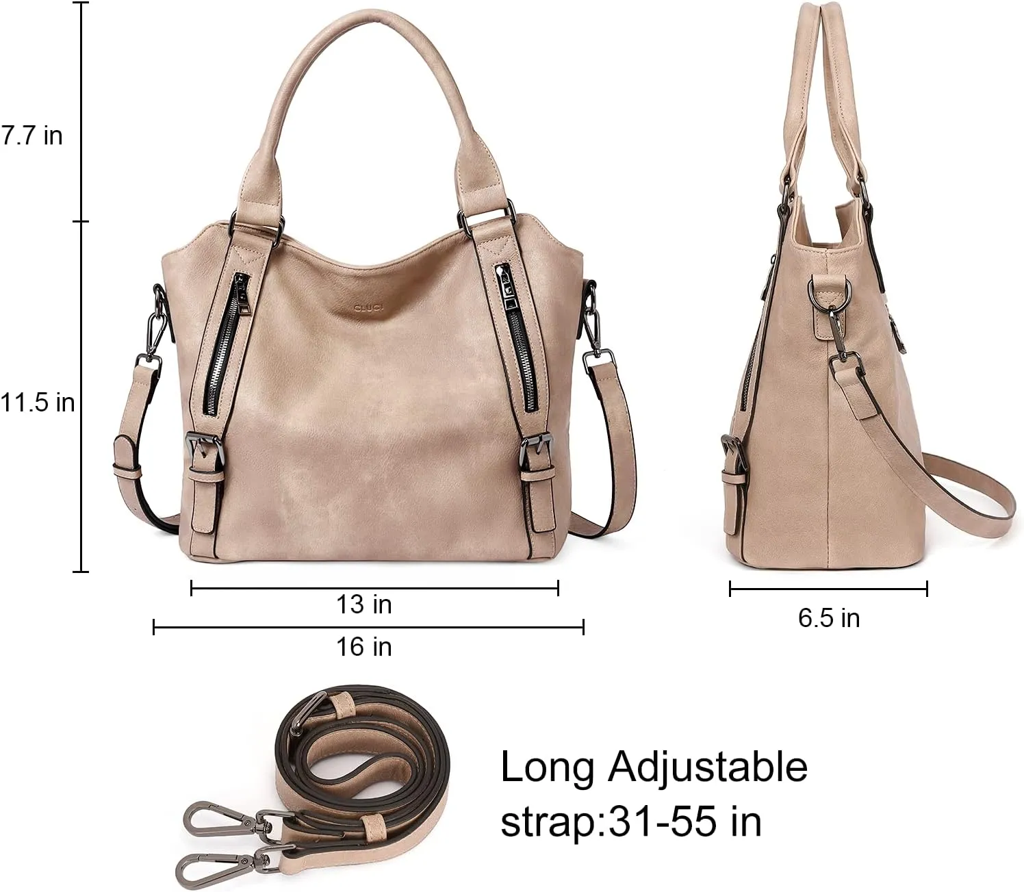 CLUCI Purses for Women Vegan Leather Handbags Tote Purse Shoulder Bag Large Ladies Hobo Bags