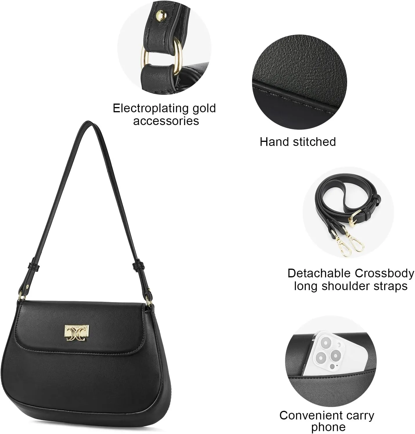 CLUCI Purses for women,Small Shoulder Bag Cute Clutch Designer tote Handbags leather crossbody bag Hobo purse