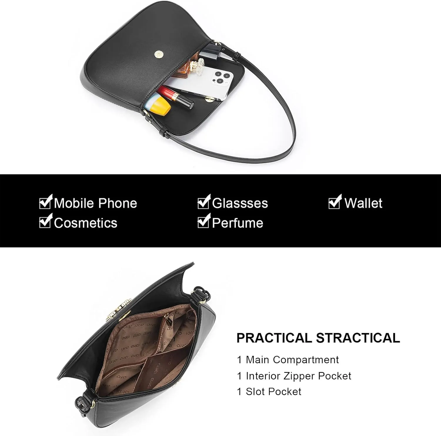 CLUCI Purses for women,Small Shoulder Bag Cute Clutch Designer tote Handbags leather crossbody bag Hobo purse