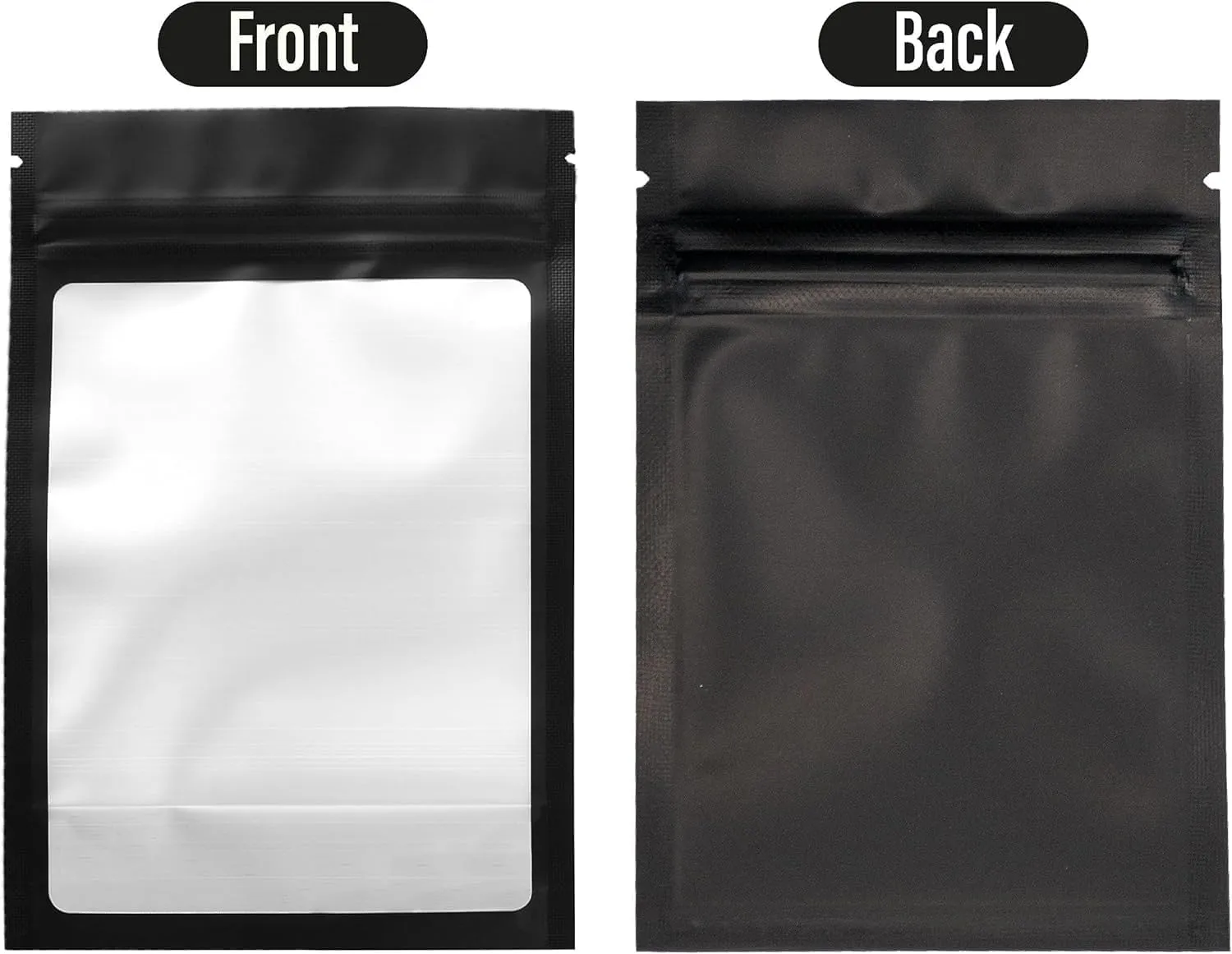 COLSEN Smell Proof Resealable Bags - Matte Black Mylar Bag 3x4 Inches (1oz) Strong Zipper Seal Clear Window Pouch for Food Storage, Candy, Snacks, Jewelry, Pills, Party Favors Packaging (100pack)