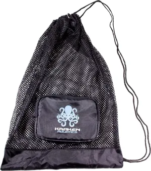 Compact Mesh Gear Bag - Drawstring Snorkel Bag for Scuba Diving, Snorkeling & Beach Gear - Durable Mesh Dive Bag for Travel & Storage - Swim Equipment Bag - Black