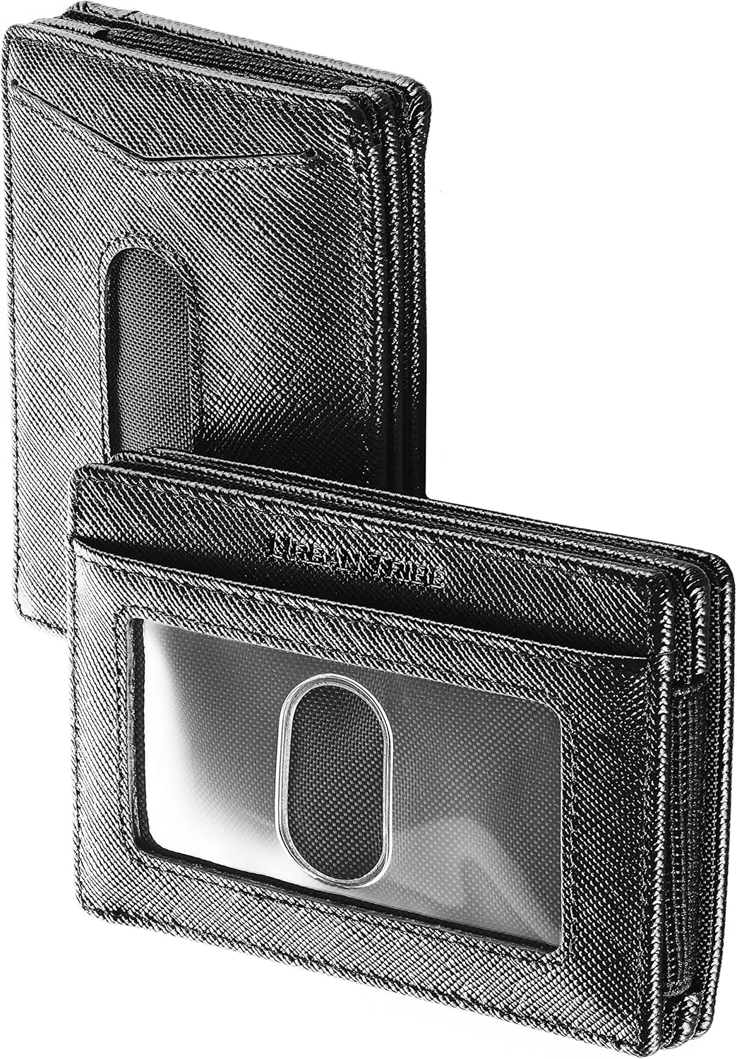 Compact RFID Sleeve Wallet Premium Leather Minimalist Money Clip Card Holder 10 Cards
