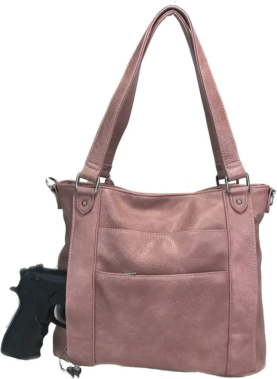 Concealed Carry Hobo Bag with Hidden Lock Multi Pockets CCW Tote Bag