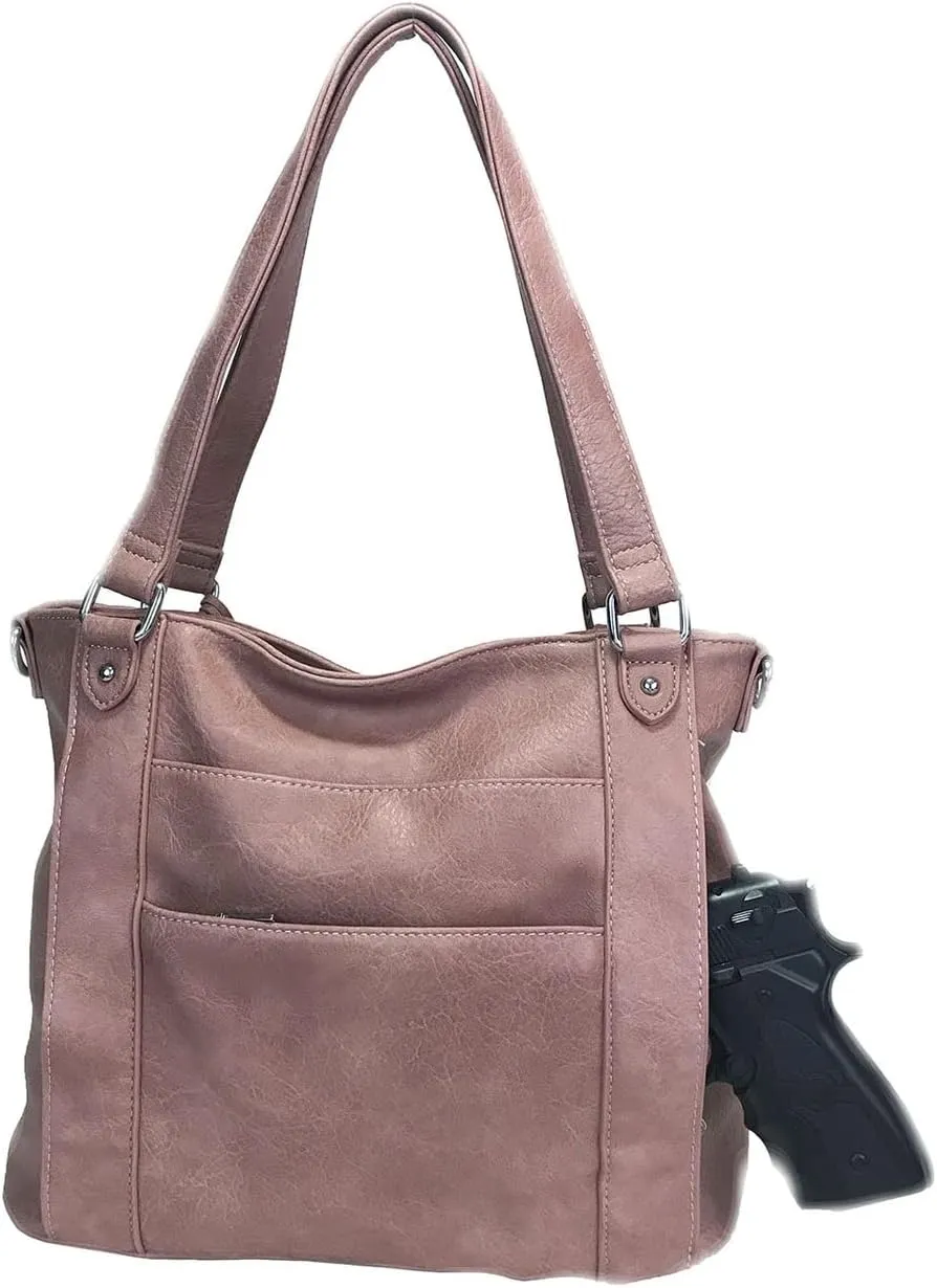 Concealed Carry Hobo Bag with Hidden Lock Multi Pockets CCW Tote Bag