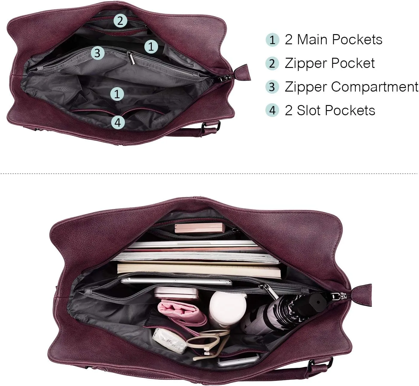 Concealed Carry Hobo Purse for Women Faux Leather Crossbody Shoulder Bags Large Tote Bag with Detachable Holster