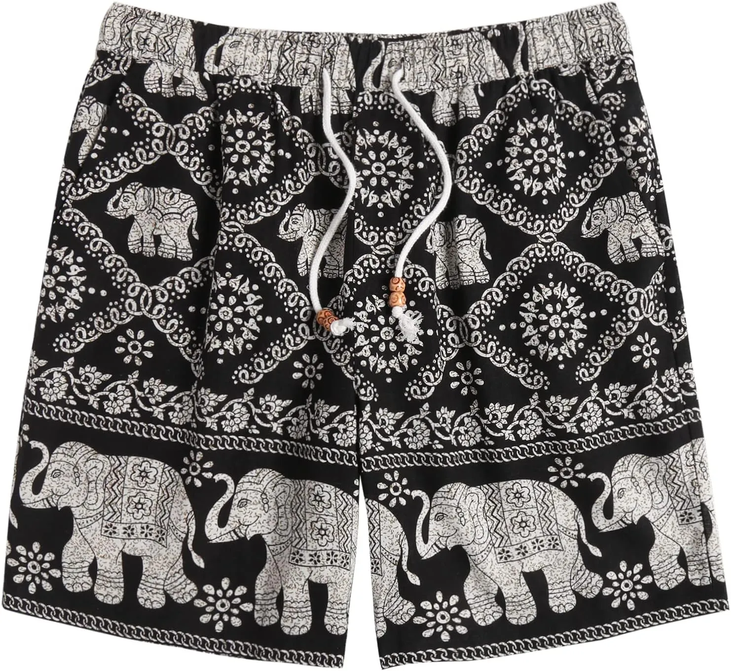 COOFANDY Men's Linen Shorts Casual Elastic Waist Drawstring Summer Beach Shorts