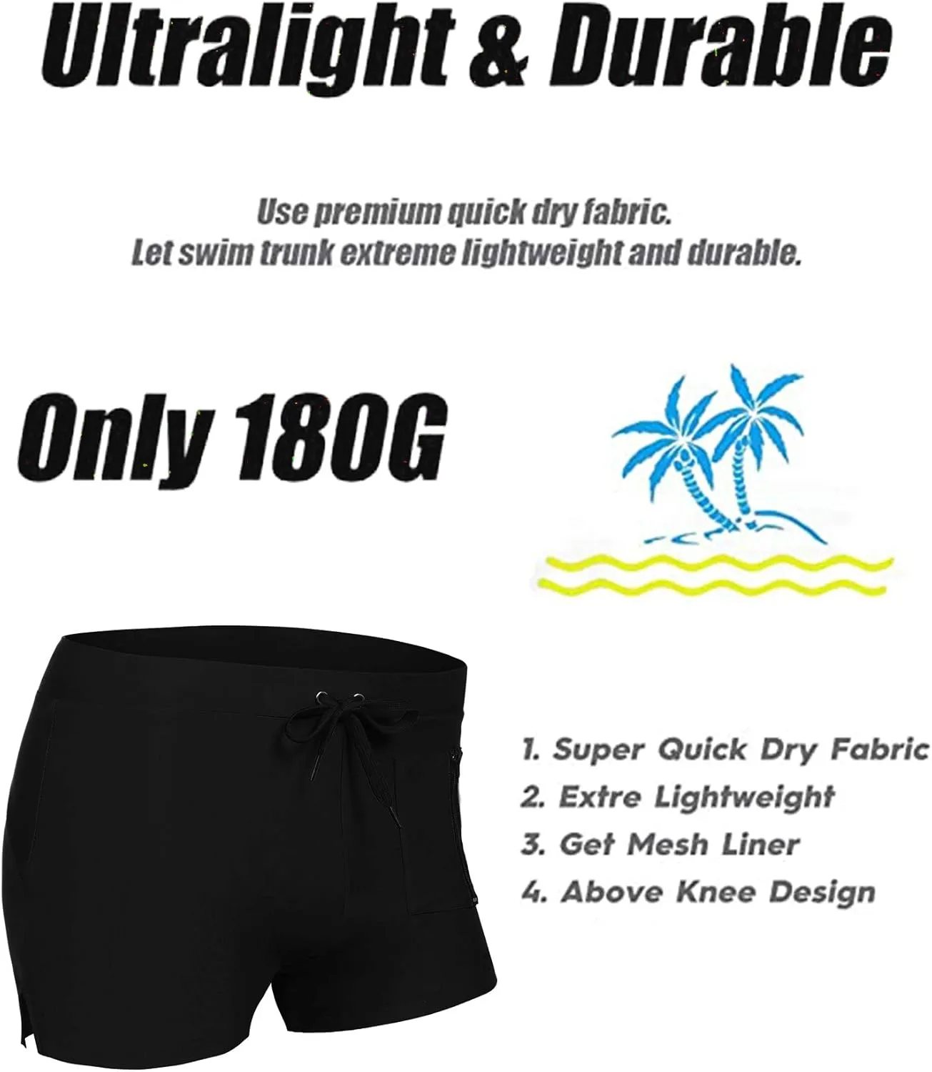 COOFANDY Mens Swim Trunks Swimwear Bathing Suit Swim Brief Square Leg Board Short S-3XL