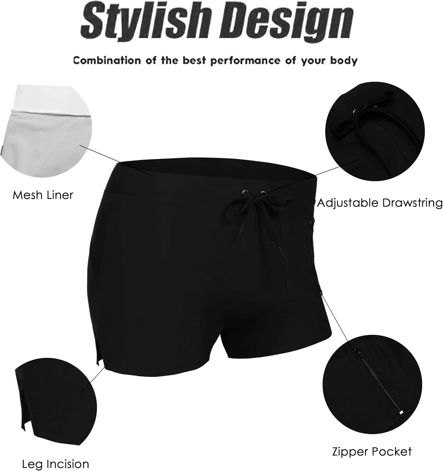 COOFANDY Mens Swim Trunks Swimwear Bathing Suit Swim Brief Square Leg Board Short S-3XL