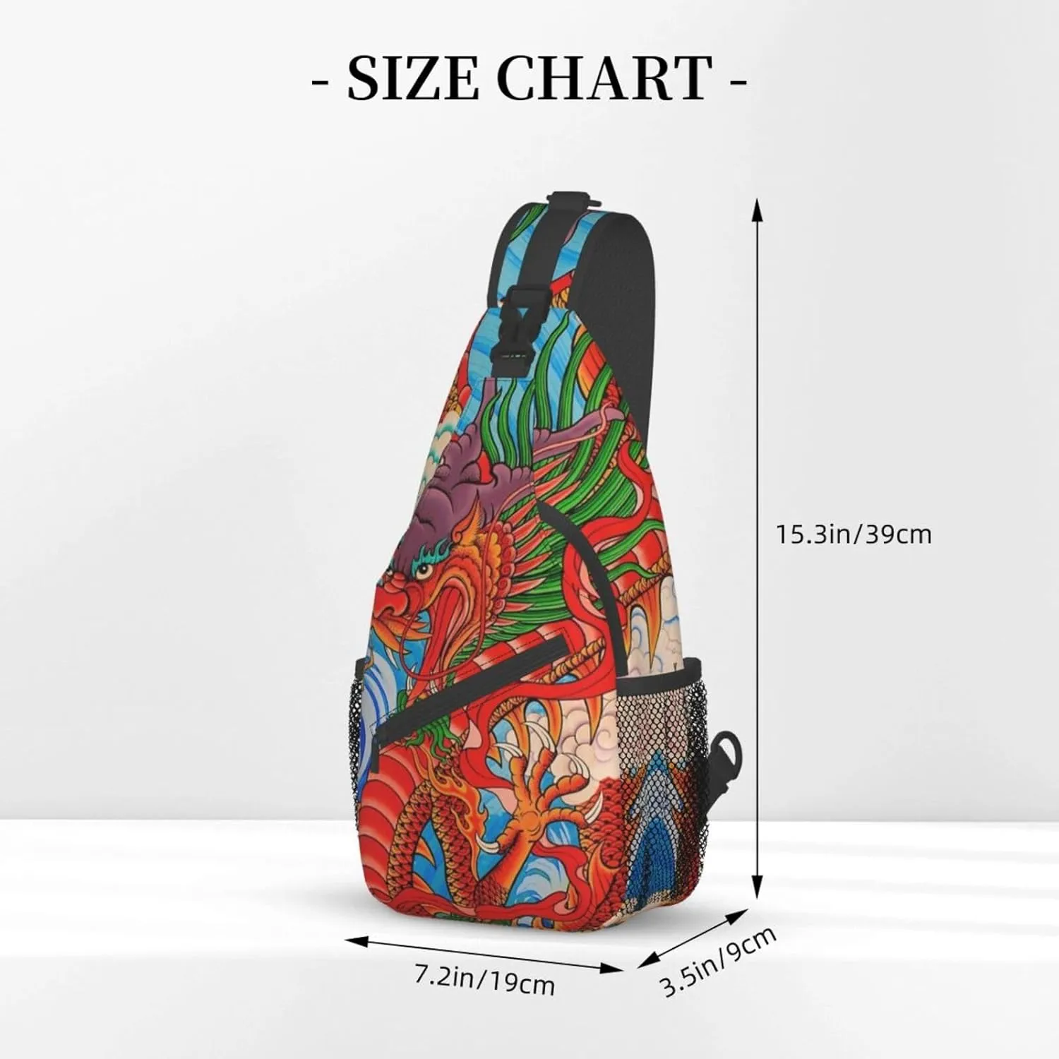 Cool Chinese Dragon Sling Bag,Casual Crossbody Backpack Shoulder Chest Bag for Women Men Travel Hiking Daypack