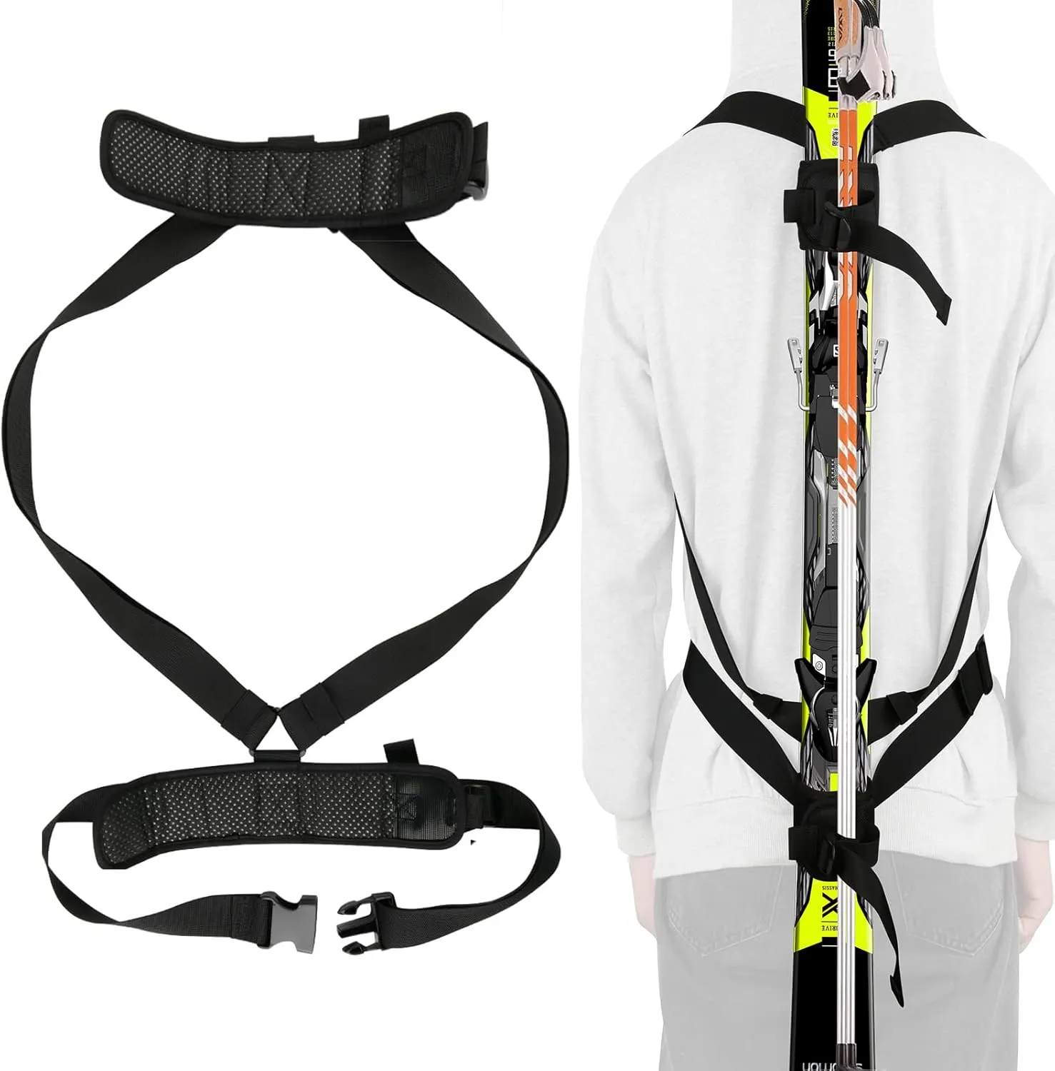 Cosmos Ski and Poles Carrier Strap Ski and Poles Backpack Sling Strap Ski Shoulder Strap Harness, Free the Hands and Holding Ski and Poles for Snow Ski Skiing