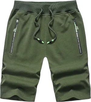 CREATMO US Men's Shorts Zipper Pocket Elastic Waist Stretch Summer Casual Beach