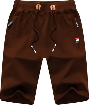 CREATMO US Men's Shorts Zipper Pocket Elastic Waist Stretch Summer Casual Beach