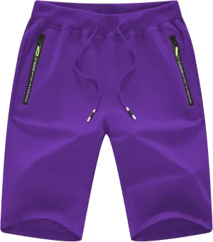 CREATMO US Men's Shorts Zipper Pocket Elastic Waist Stretch Summer Casual Beach